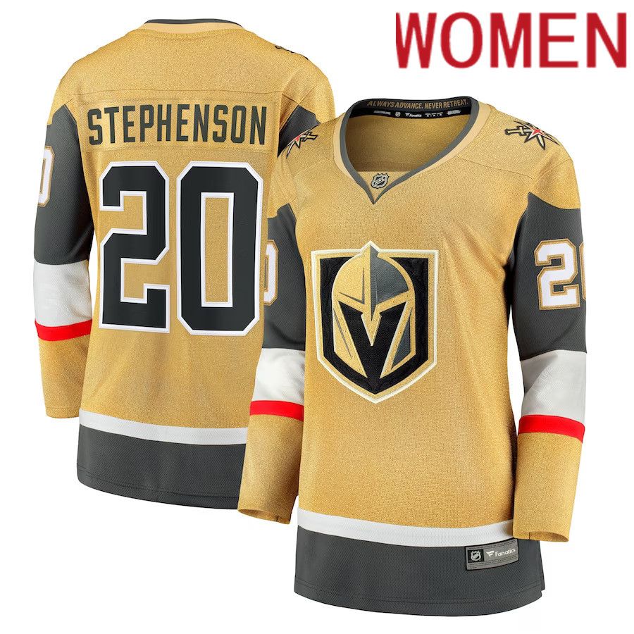Women Vegas Golden Knights 20 Chandler Stephenson Fanatics Branded Gold Home Breakaway NHL Jersey